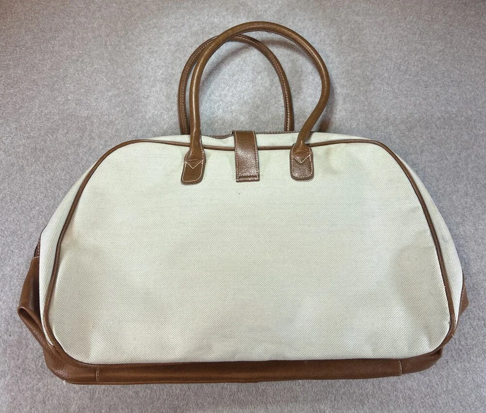 NAUTICA Travel Weekender Canvas & PU Leather Trim Duffle Bag